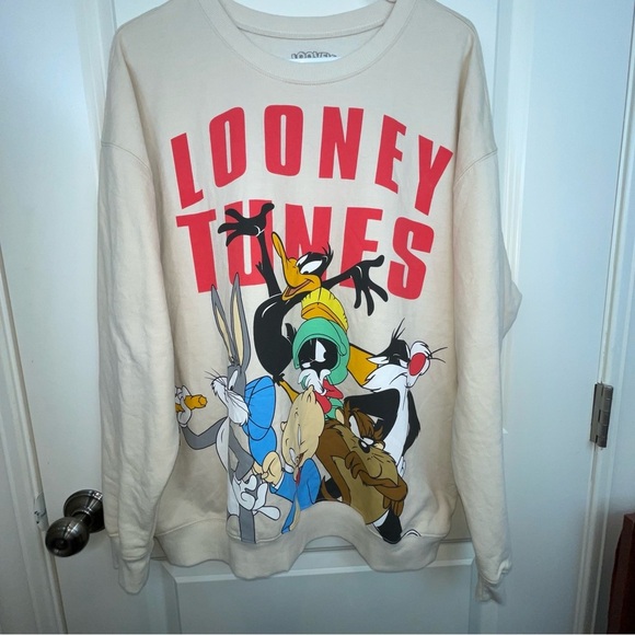 looney tunes graphic sweatshirt ivory Sz XXL - Picture 11 of 14